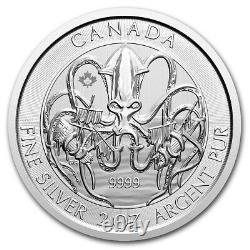 2020 2 Oz Les Créatures Royales Canadiennes De La Série Nord La Pièce D'argent Kraken Bu