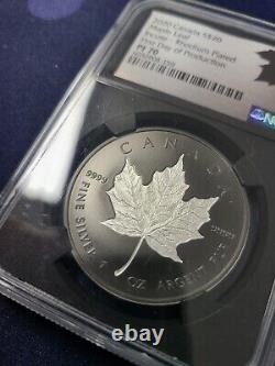2020 20 $ Canada Silver Maple Incuse Rhodium Ngc Pf70 Fdop Avec Coa