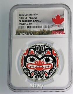 2020 20 $ Canada Silver Proof Bill Reid Grizzly Bear Ngc Pf70 Uc Étiquette Feuille D'érable