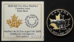 2020 Canada 25 $ Icônes intemporelles Ours polaire Épreuve en argent fin plaquée or #19764