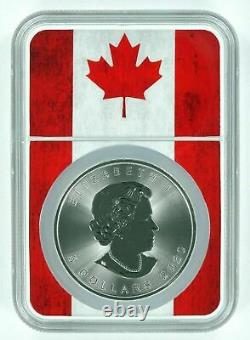 2020 Canada 5 $ Maple Leaf Silver 1 Oz Ngc Ms 70 Qualité Flag Core