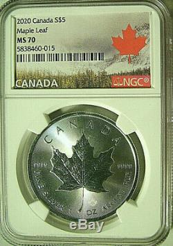 2020 Canada S 5 $ Maple Leaf 1 Oz. Silver Bullion Grève Ngc Ms70 Pop 21 Rare