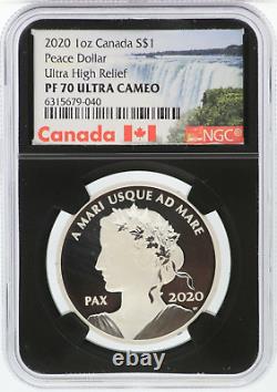 2020 Dollar De La Paix Du Canada 1 Oz Silver Proof Ngc Pf70 Ultra High Relief Coin Jn308