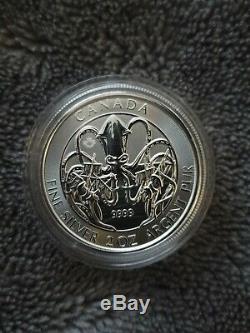 2020 Kraken Royale Du Canada Créatures Du Nord 2 Oz Silver Coin Nouvelle Capsule