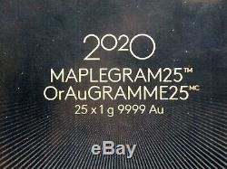 2020 Maplegram. 9999 Or (1 Gramme) 50 Cent Maple Leaf Rcm Dosage Ecc & C, Inc