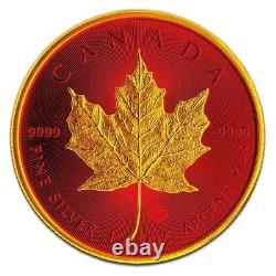 2021 1oz. 9999 Rouge Couleur Canadian Maple Leaf Gold Gilded Silver Coin