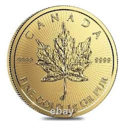 2021 Canada 1 Gram. 9999 Pièce De Feuille D'érable Dorée De La Monnaie Royale Canadienne