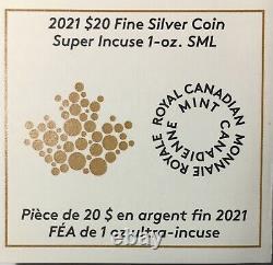 2021 Canada 20 $ Maple Leaf Silver 1 Oz Super Incuse Ngc Reverse Proof 70 Ide