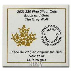 2021 Canada 20 $ Noir Et Or Le Loup Gris 1oz Argent Monnaie Royale Canadienne