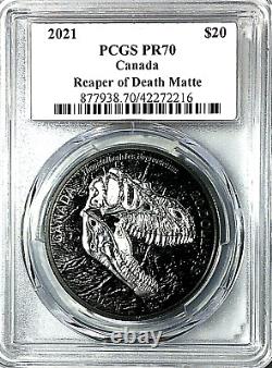 2021 Canada 20 $ Reaper De La Mort Black Rhodium Dinosaur Pcgs Pr 70 Matte Blunt
