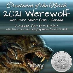 2021 Canada 2oz Créatures Du Loup-garou Du Nord Pièce D'argent Pur (pleuillez Lire)