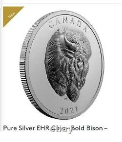 2021 Canada Bold Buffalo Bison Extraordinaire High Relief 1 Oz Silver Proof Coin