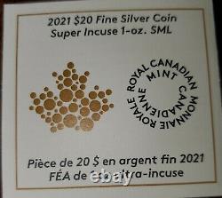 2021 Canada Maple Leaf Super Incuse 1 Oz Argent Ngc Pf70 Pièce De Preuve Inversée Fdoi