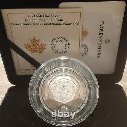 2021 Forevermark Black Label Rond Diamant Forme De Pièce 50 $ 3oz Pure Silver Proof