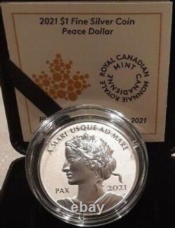 2021 Lady Peace Pax Dollar $1 1oz Pure Silver Inverser La Preuve Uhr Coin Canada