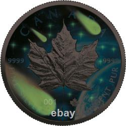 2021 Maple? Galaxy III Glowing? 5 $ Canada 1 Oz Glow En Dark Pièce