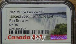 2021 W Canada 1 Oz D'argent Feuille D'érable Sur Mesure Specimen 5 $ Ngc Sp70 Fr & Coa