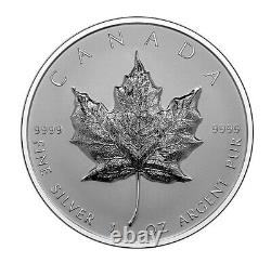 2022 Canada 1 Oz. Pièce D'argent Fin Ultra-haut Relief Feuille D'érable D'argent 20 $