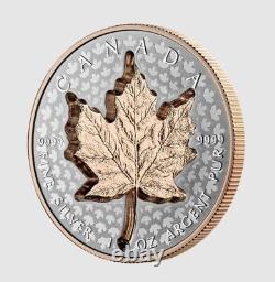 2022 Canada 20 $ Super Incuse Feuille D'érable D'argent Avec Plaqué Or Rose 1 Oz D'argent