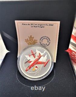 2022 Canada 30 $ De L'armée De L'air Red Knight T-bird. 9999 Pure Deux Oz Proof Pièce D'argent