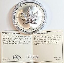 2022 Canada 5 Oz Ultra High Relief Silver Maple Leaf Inverse Proof 50 $ Pièce Ogp