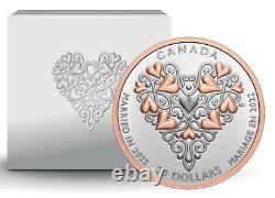 2022 Canada Meilleurs Vœux De Mariage Jour 1 Oz Silver Proof 20 $ Coin Rose Jp209