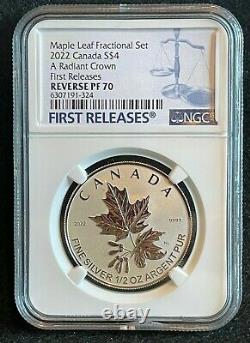 2022 Canada Radiant Crown Silver Maple Leaf Rev Proof 5-coin Set Ngc Pf70 Fr
