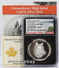 2022 Canada Timber Wolf High Relief 1 Oz Argent Ngc Pf70 Coin Blackcore Jp046