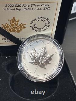 2022 Canadian Maple Leaf Ultra High Relief Silver Proof Coin 1 Oz