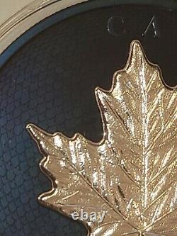 2022 Feuilles D'érable De Rhodium Bleu En Mouvement 50 $ 5oz Pure Silver Proof Coin Canada