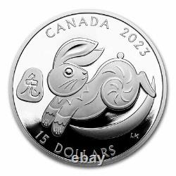 2023 Canada 1 Oz D'argent De Preuve 15 $ Année Lunaire Du Lapin Sku#255930
