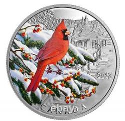 2023 Canada 20 $ Oiseaux Colorés Northern Cardinal 1 Oz. 9999 Pièce En Argent Pur