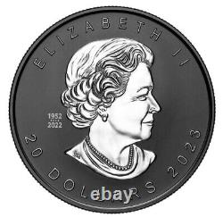2023 Canadian Maple Leaf Super Incuse Black Rhodium Inverse Proof 1 Oz Silver Coin