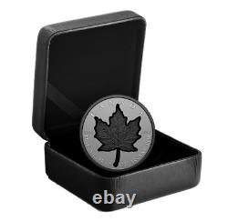 2023 Super Incuse Rhodium Maple Leaf Pure 1oz Silver Coin Canada 3rd in series translates to 'Pièce d'argent pur super incuse feuille d'érable en rhodium de 1 once Canada 2023, 3ème de la série' in French.