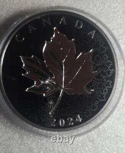 2024 Canada? Feuilles d'érable en mouvement 50 $ 5 oz Rhodium sur argent pur à 99,99%