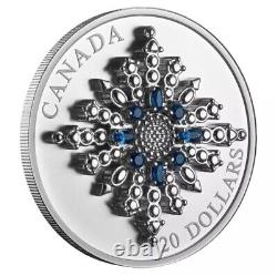 2024 Canada Saphir Jubilé Flocon de neige Broche 1 oz Argent Mat Preuve Boîte COA Nouveau