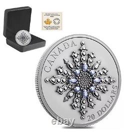 2024 Canada Saphir Jubilé Flocon de neige Broche 1 oz Argent Mat Preuve Boîte COA Nouveau