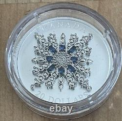 2024 Canada Saphir Jubilé Flocon de neige Broche 1 oz Argent Mat Preuve Boîte COA Nouveau