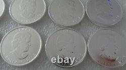 25 X 1 Oz. 999 Silver 2012 Canadian Maple Leaf Bullion Coins Non Circulés