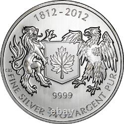 4x Canada 3/4 oz. Argent .9999 Fin 2012 Guerre de 1812 Monnaies qualité brillant universel 1 $ 3 oz au total.