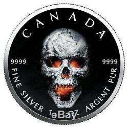 5 $ Canada 1 Oz Silver Maple Feuille D'érable Skull. 9999 Box, Cap, Coa Un Des 100
