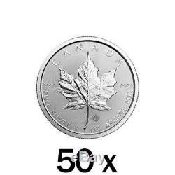 50 X 1 Oz 2019 Argent Feuille D'érable Monnaie Monnaie Royale Canadienne