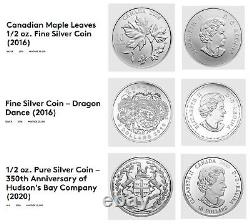 7 pièces de monnaie en argent pur 99,99% LOT MINT CANADIEN ROYAL CANADA ORIGINAL PKG/CoAs