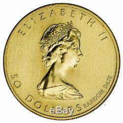 Au Hasard Date Canada 1 Oz 999 Or Fin Maple Leaf 50 $ Coin Sku26124