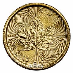 Au Hasard Date Canada 5 $ 1/10 Oz D'or Maple Leaf Gem Bu Non Sealed