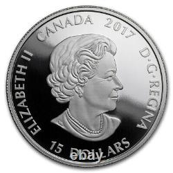 CANADA 15 $ 2017 Argent Fin Dans les Yeux de la Chouette Rayée qui Brille dans le Noir