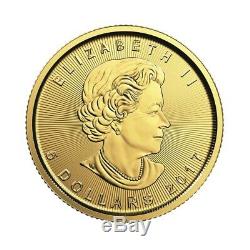 Canada 1/10 Onces. 9999 Or Maple Leaf Elizabeth II 5 Dollars Bu Pièce Scellé Ronde