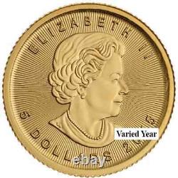 Canada 1/10 Oz. 9999 Fine Gold Maple Leaf Coin Gem Année Aléatoire Non Circulée