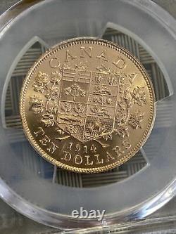 Canada 1914 10 $ Pièce D’or Ms64+ Réserve D’or Pcgs