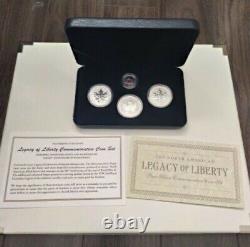 Canada 2004-2005 Ensemble Legacy of Liberty de la Feuille d'érable en argent 9999 de 3 onces (avec boîte et COA)